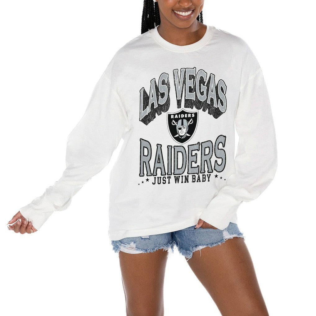 Las Vegas Raiders Gameday Couture Women's Time Out Oversized Long Sleeve T-Shirt - White discount