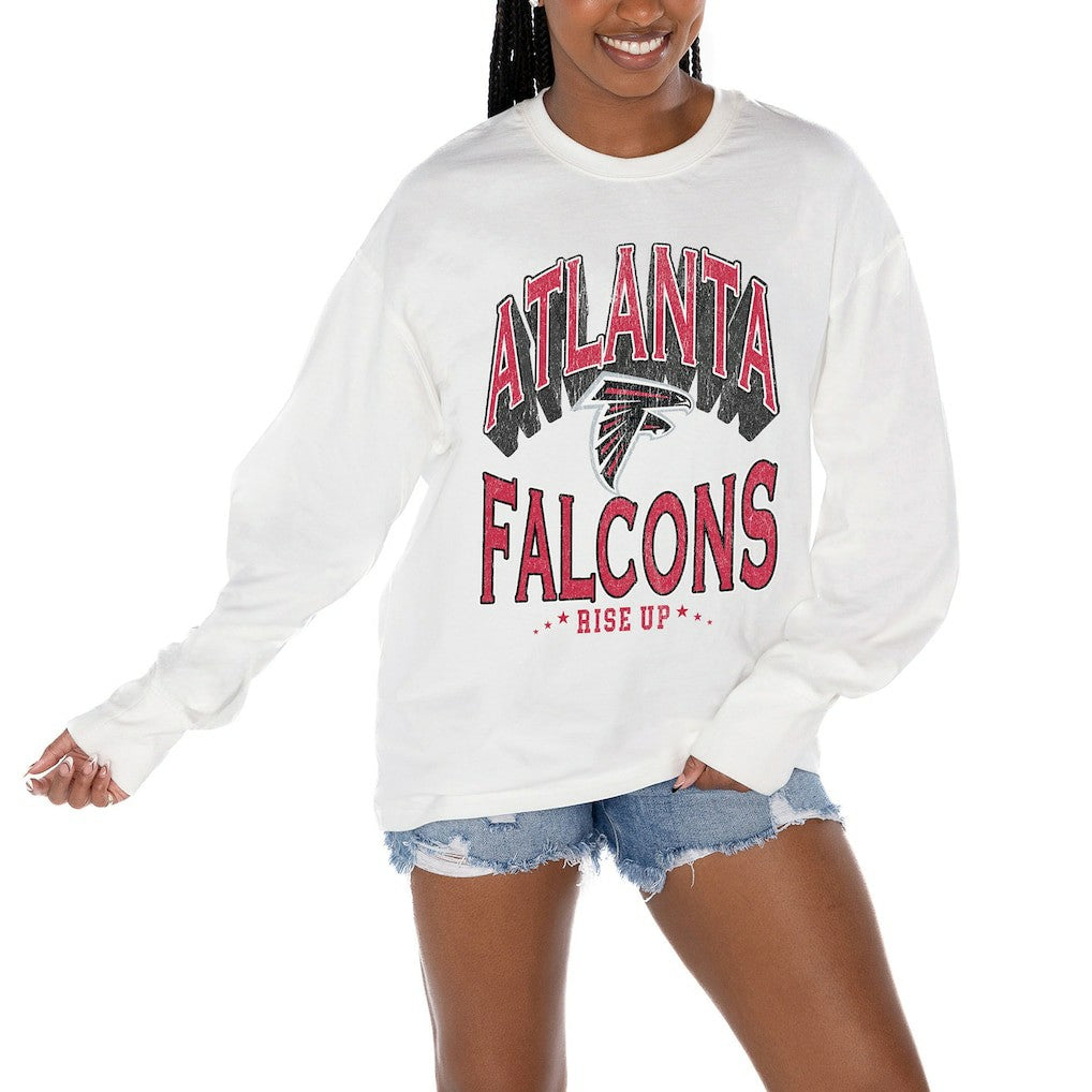 Atlanta Falcons Gameday Couture Women's Time Out Oversized Long Sleeve T-Shirt - White discount