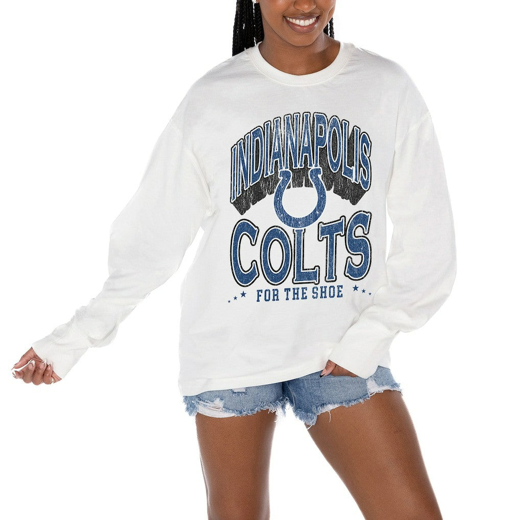 Indianapolis Colts Gameday Couture Women's Time Out Oversized Long Sleeve T-Shirt - White online