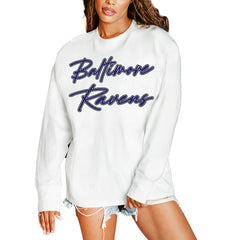 Baltimore Ravens Gameday Couture Women's Classic Comeback Oversized Long Sleeve T-Shirt - White outlet