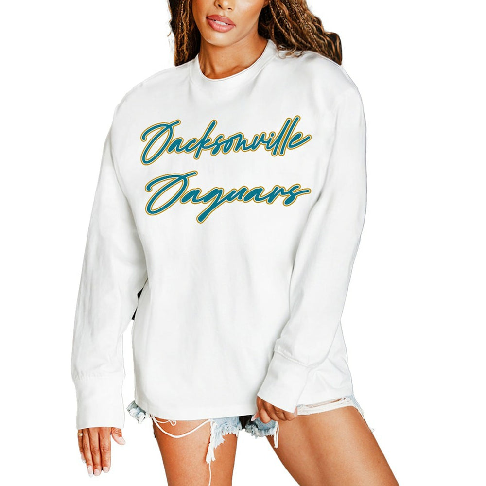 Jacksonville Jaguars Gameday Couture Women's Classic Comeback Oversized Long Sleeve T-Shirt - White discount