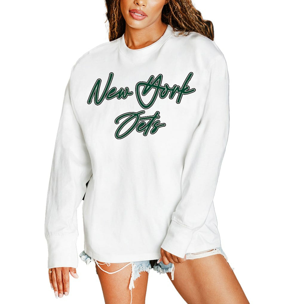 New York Jets Gameday Couture Women's Classic Comeback Oversized Long Sleeve T-Shirt - White sale