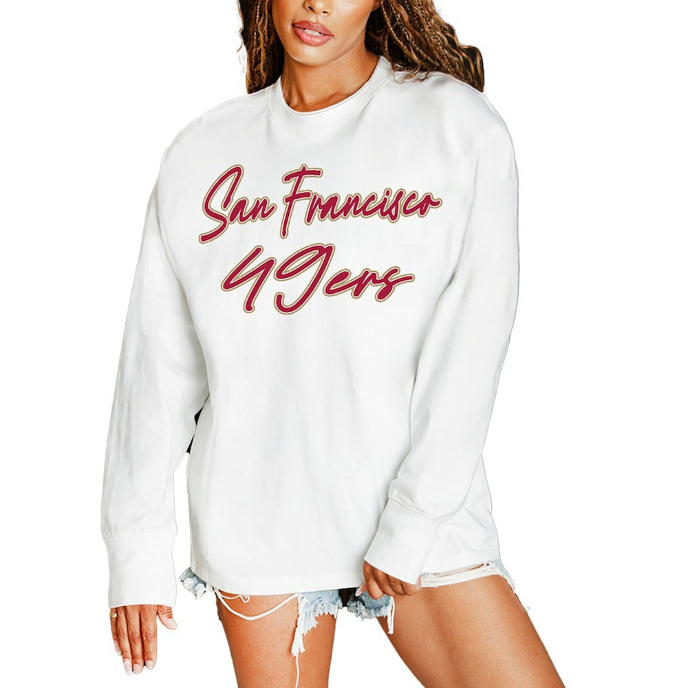 San Francisco 49ers Gameday Couture Women's Classic Comeback Oversized Long Sleeve T-Shirt - White for sale