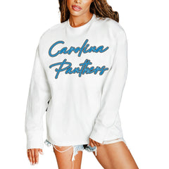 Carolina Panthers Gameday Couture Women's Classic Comeback Oversized Long Sleeve T-Shirt - White online