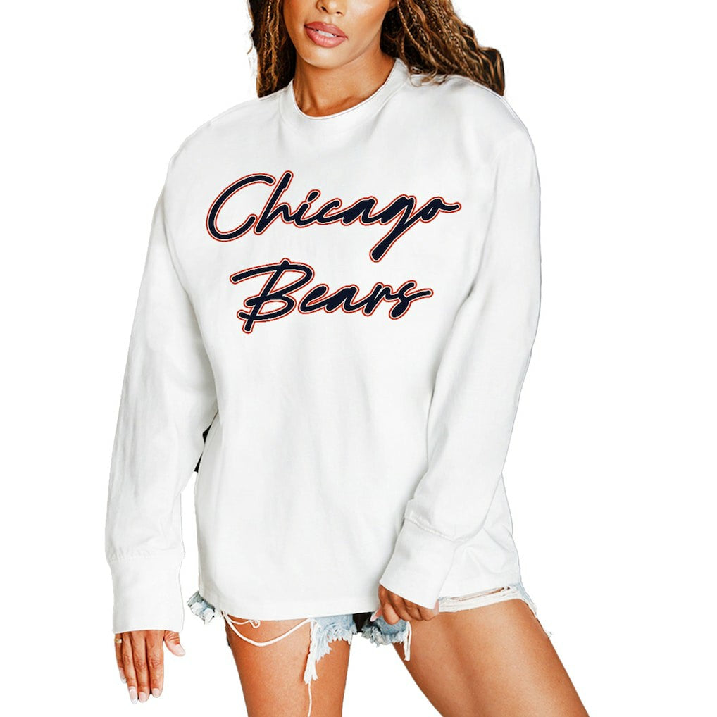 Chicago Bears Gameday Couture Women's Classic Comeback Oversized Long Sleeve T-Shirt - White for sale