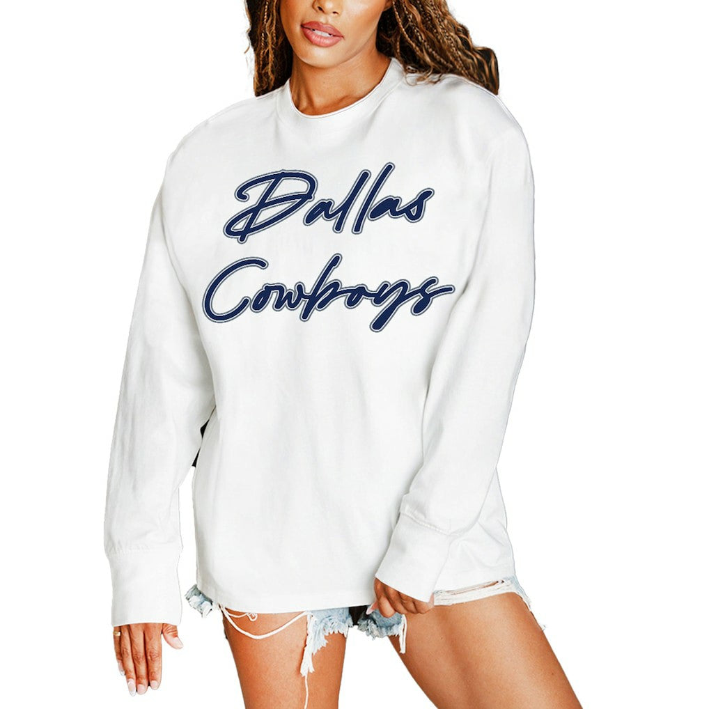 Dallas Cowboys Gameday Couture Women's Classic Comeback Oversized Long Sleeve T-Shirt - White online