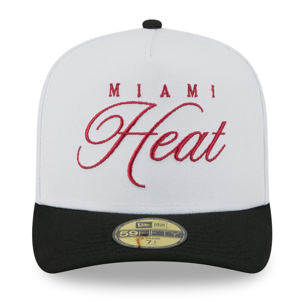 Miami Heat 2025 NBA Draft A-Frame 59FIFTY Fitted Hat - White/Black sale