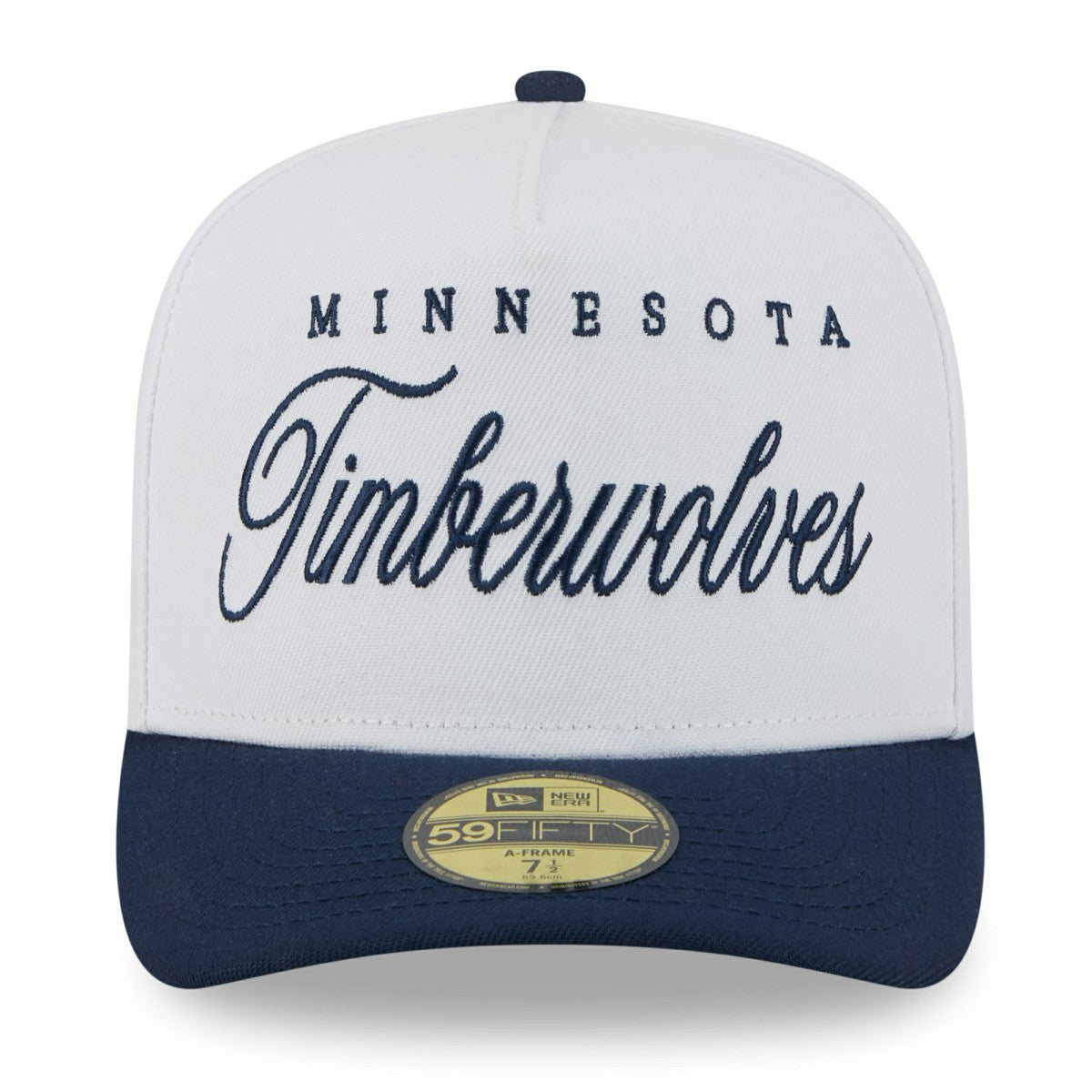 Minnesota Timberwolves 2025 NBA Draft A-Frame 59FIFTY Fitted Hat - White/Navy for sale