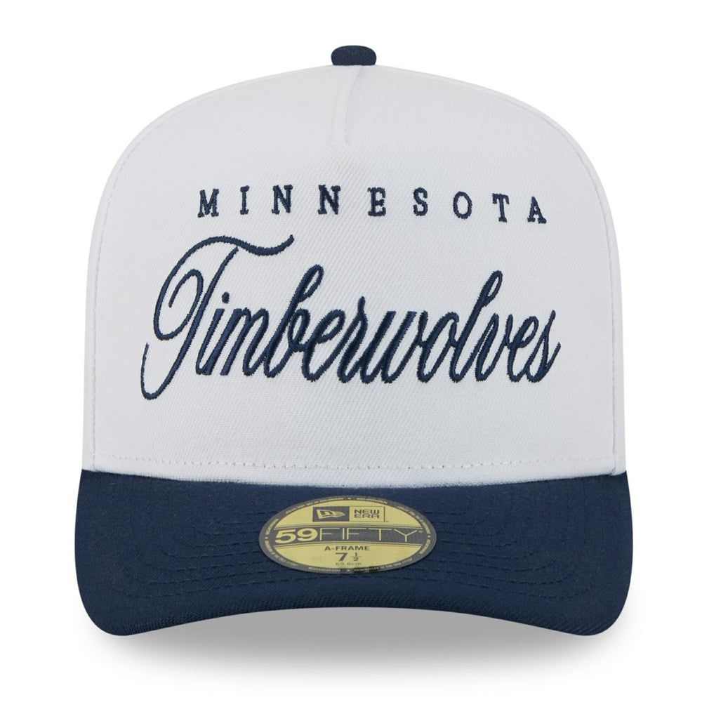 Minnesota Timberwolves 2025 NBA Draft A-Frame 59FIFTY Fitted Hat - White/Navy for sale