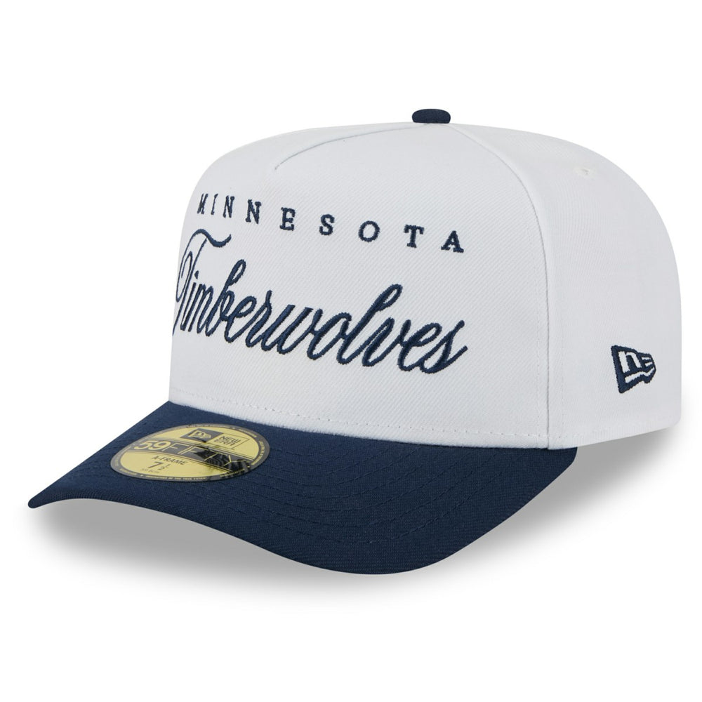 Minnesota Timberwolves 2025 NBA Draft A-Frame 59FIFTY Fitted Hat - White/Navy for sale