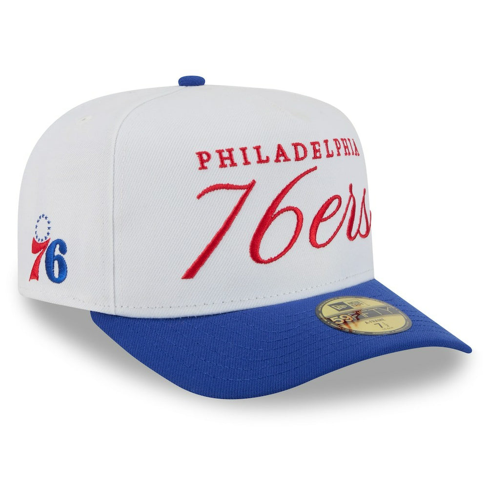 Philadelphia 76ers 2025 NBA Draft A-Frame 59FIFTY Fitted Hat - White/Royal shop
