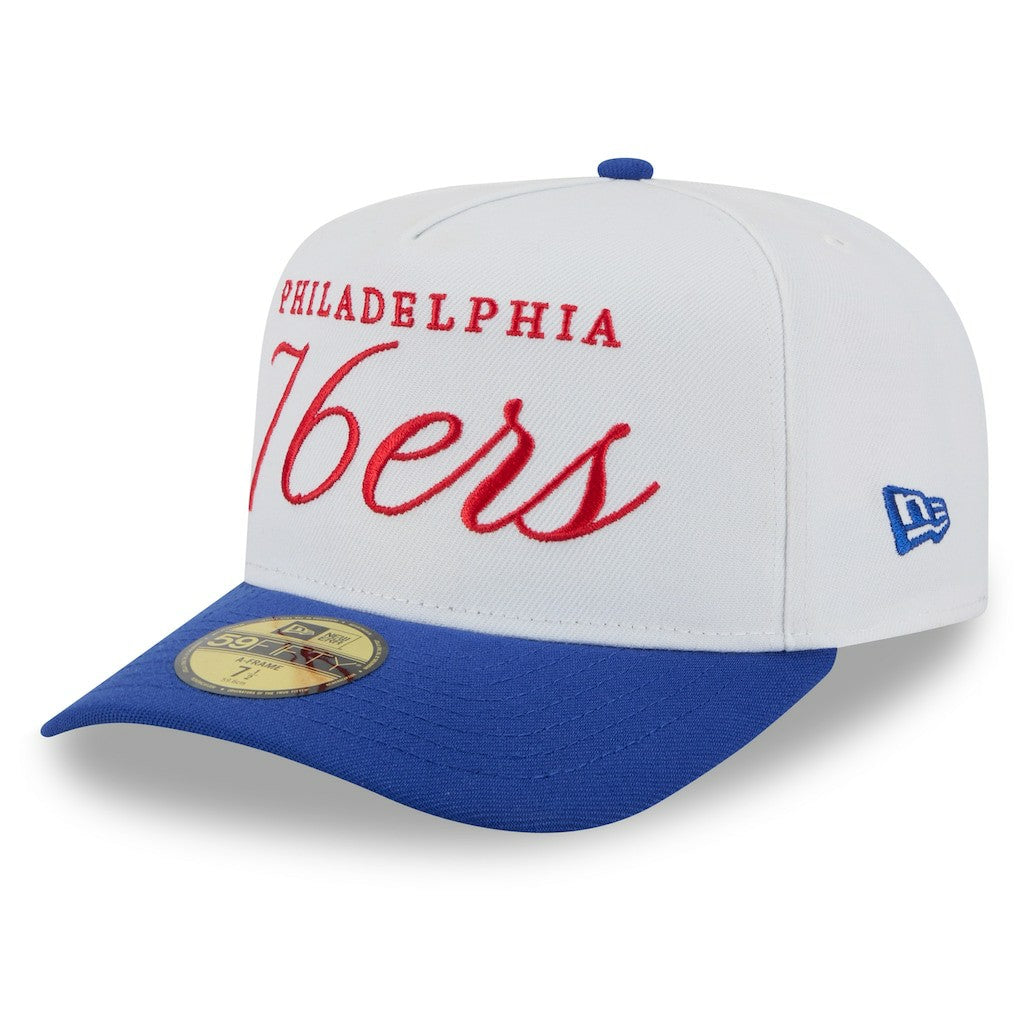 Philadelphia 76ers 2025 NBA Draft A-Frame 59FIFTY Fitted Hat - White/Royal shop