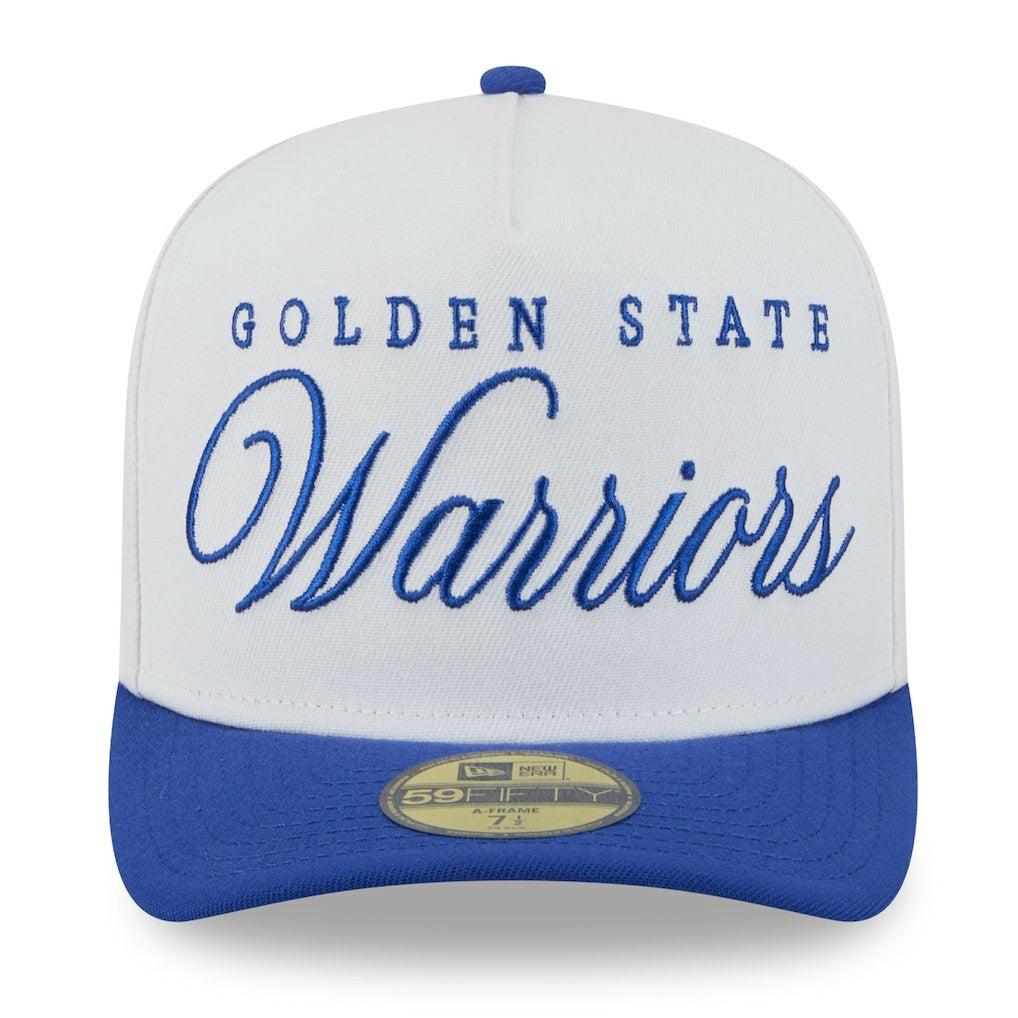 Golden State Warriors 2025 NBA Draft A-Frame 59FIFTY Fitted Hat sale - White/Royal discount