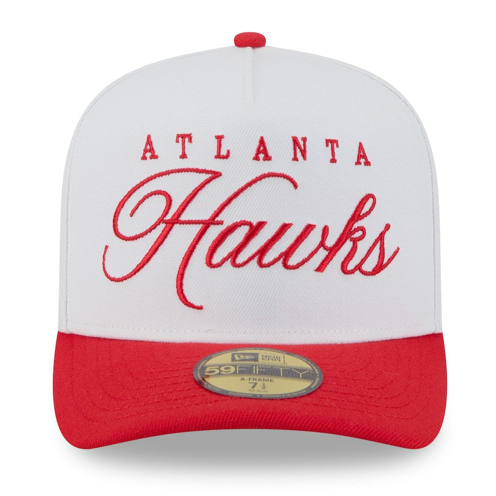 Atlanta Hawks 2025 NBA Draft A-Frame 59FIFTY Fitted Hat - White/Red discount