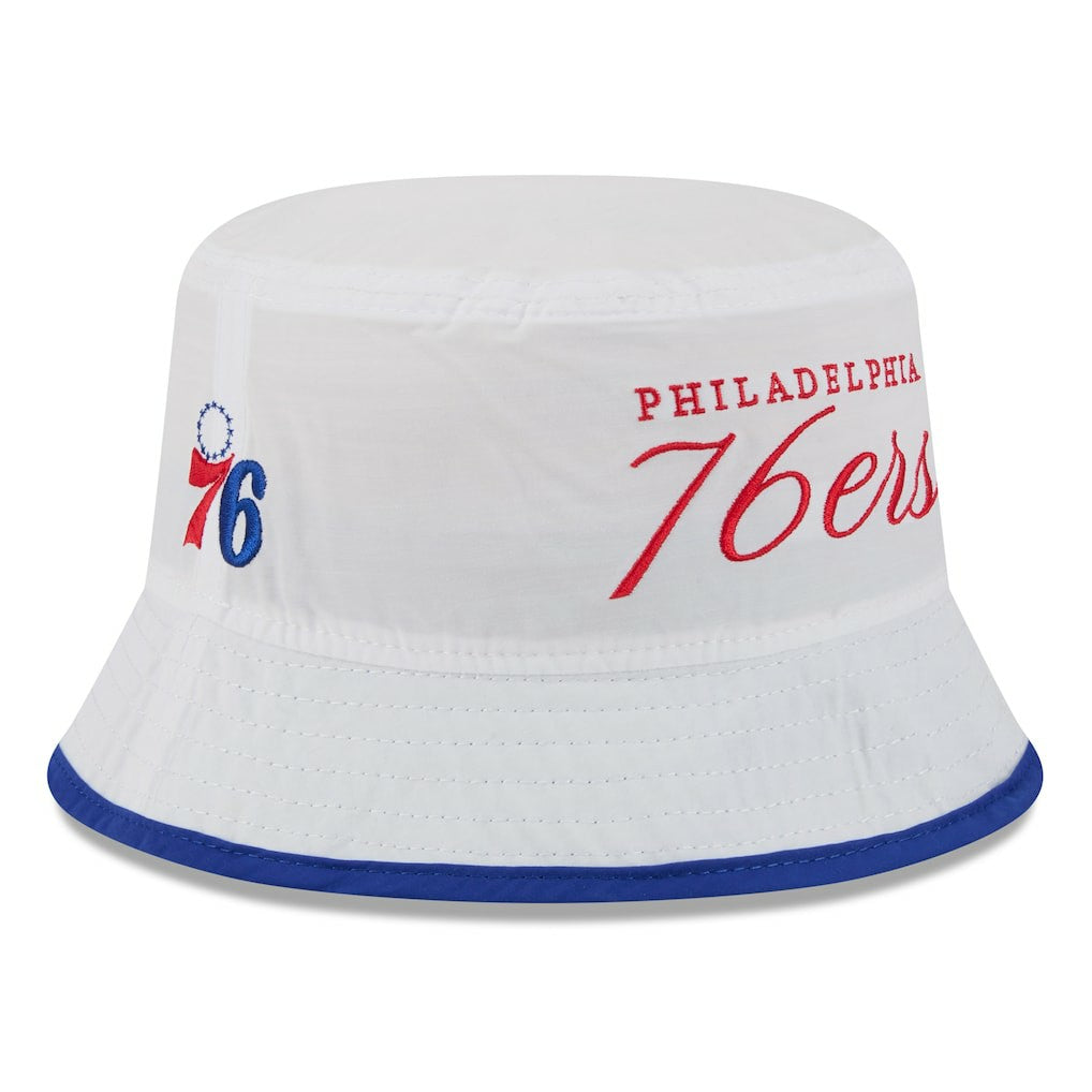 Philadelphia 76ers 2025 NBA Draft Nylon Bucket Hat - White/Royal sale