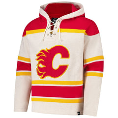Calgary Flames '47 Rockaway Lacer Pullover Hoodie - Oatmeal Hoodies