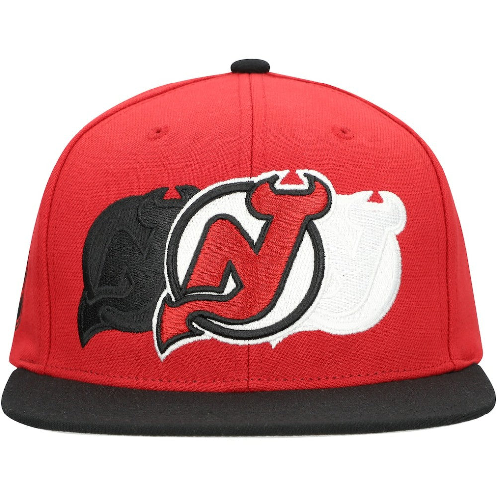 New Jersey Devils Mitchell & Ness Soul Triple Up Snapback Hat - Red Jerseys