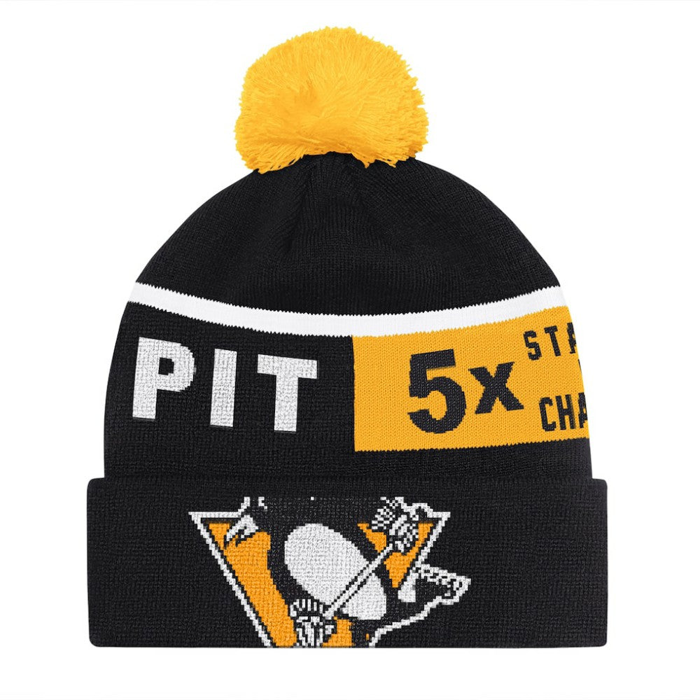 Pittsburgh Penguins Starter Chyron Commemorative Cuffed Knit Hat with Pom - Black Hats