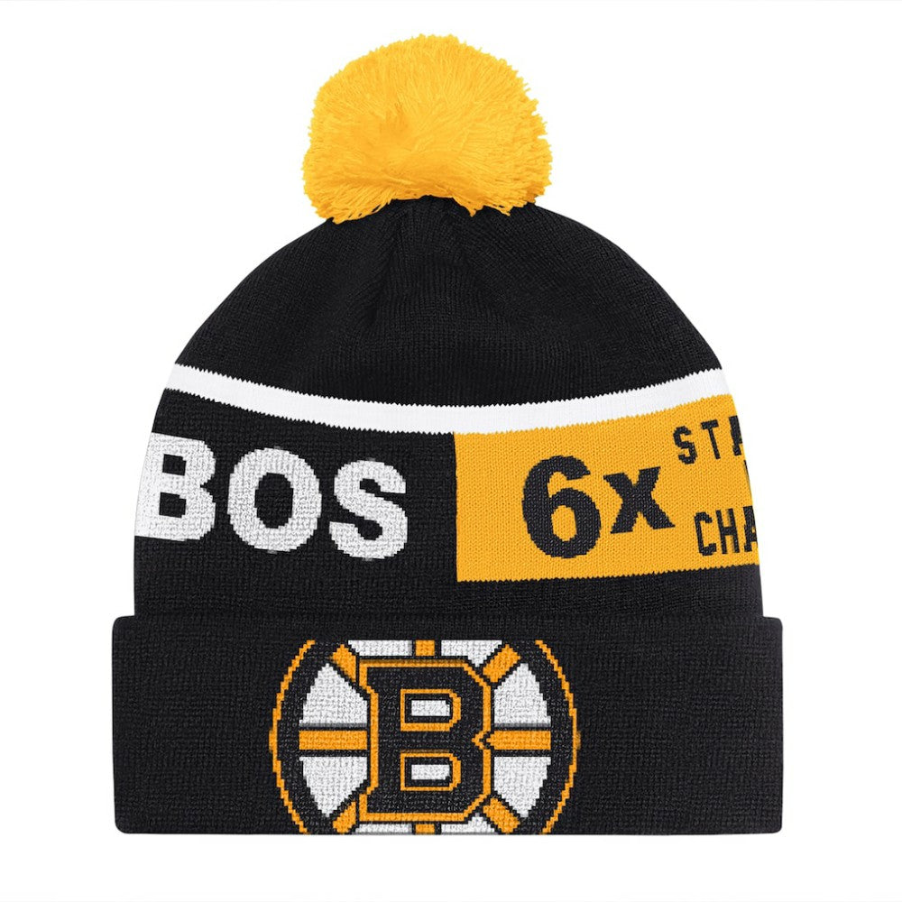 Boston Bruins Starter Chyron Commemorative Cuffed Knit Hat with Pom - Black Hats