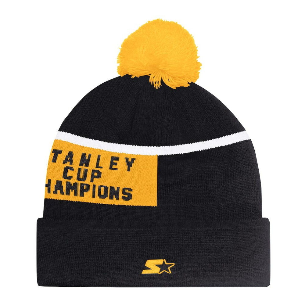 Boston Bruins Starter Chyron Commemorative Cuffed Knit Hat with Pom - Black Hats