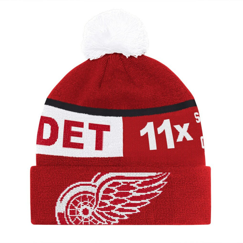 Detroit Red Wings Starter Chyron Commemorative Cuffed Knit Hat with Pom - Red Hats