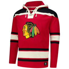 Connor Bedard Chicago Blackhawks '47 Big & Tall Lace-up Pullover Hoodie - Red Hoodies