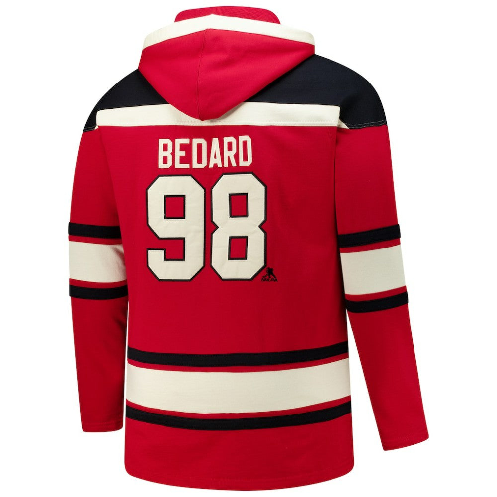 Connor Bedard Chicago Blackhawks '47 Big & Tall Lace-up Pullover Hoodie - Red Hoodies