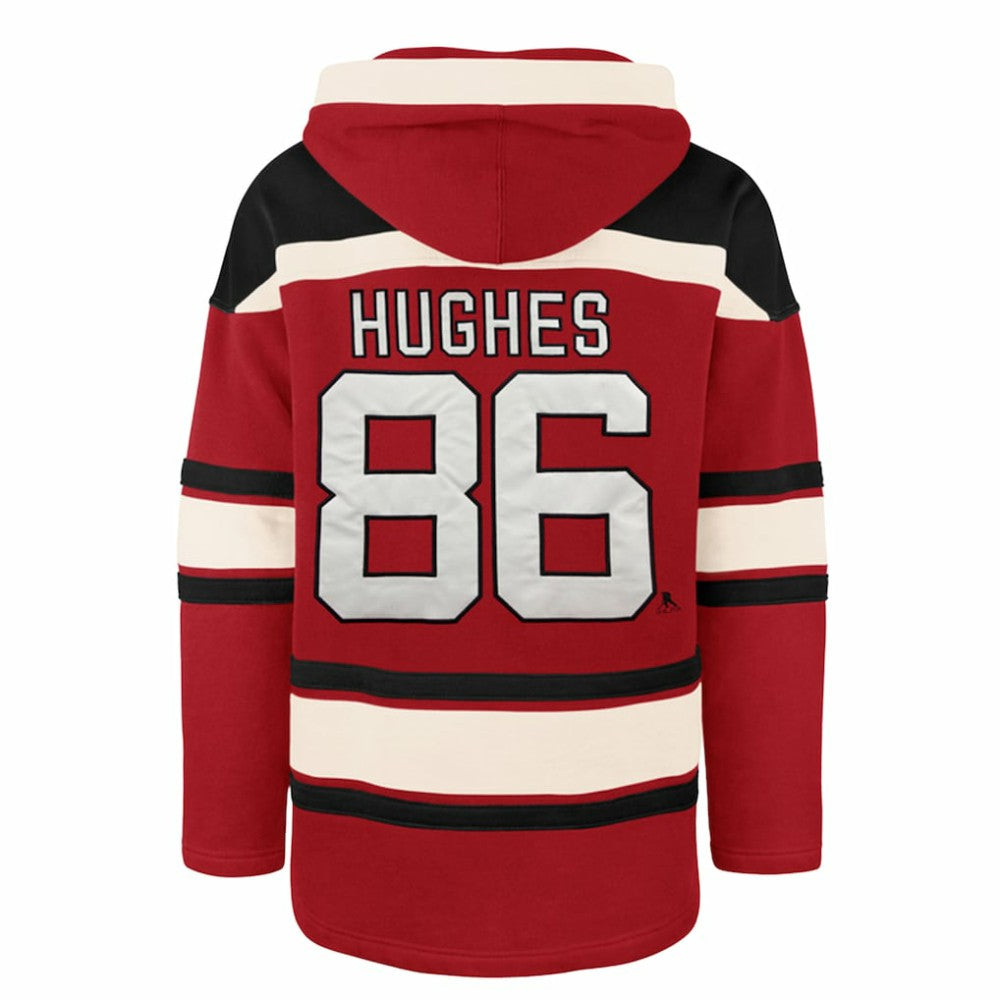 Jack Hughes New Jersey Devils '47 Big & Tall Lace-up Pullover Hoodie - Red Jerseys