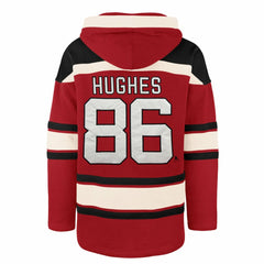 Jack Hughes New Jersey Devils '47 Big & Tall Lace-up Pullover Hoodie - Red Jerseys
