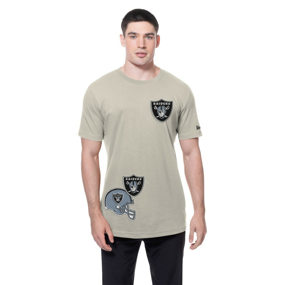 Las Vegas Raiders New Era Multi Patch T-Shirt - Light Beige cheap