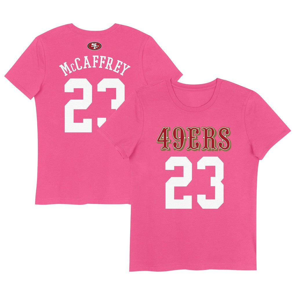 Christian McCaffrey San Francisco 49ers Girls Youth Player Name & Number T-Shirt - Pink sale