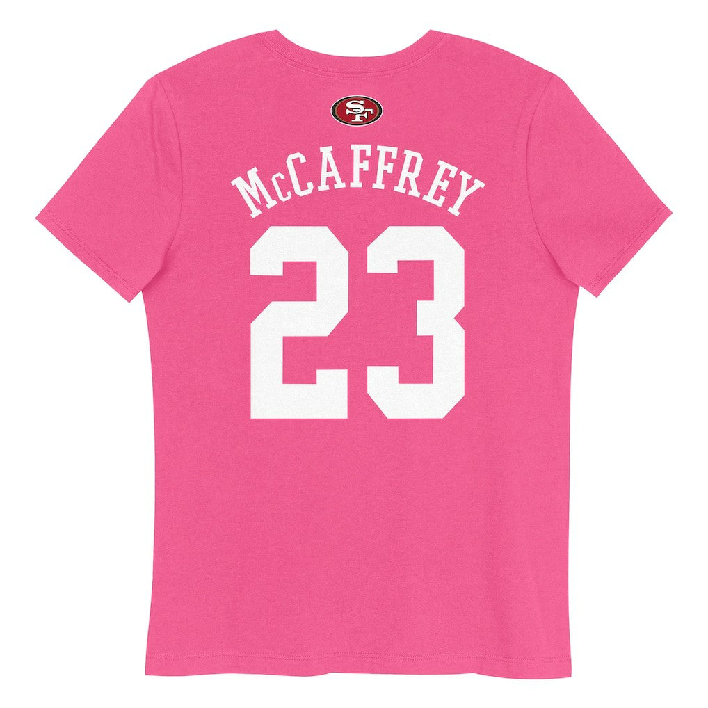 Christian McCaffrey San Francisco 49ers Girls Youth Player Name & Number T-Shirt - Pink sale