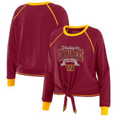 Washington Commanders WEAR by Erin Andrews Women's Plus Size Tie-Front Long Sleeve Top - Burgundy/Gold discount