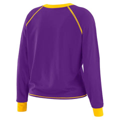 Minnesota Vikings WEAR by Erin Andrews Women's Plus Size Tie-Front Long Sleeve Top - Purple/Yellow discount