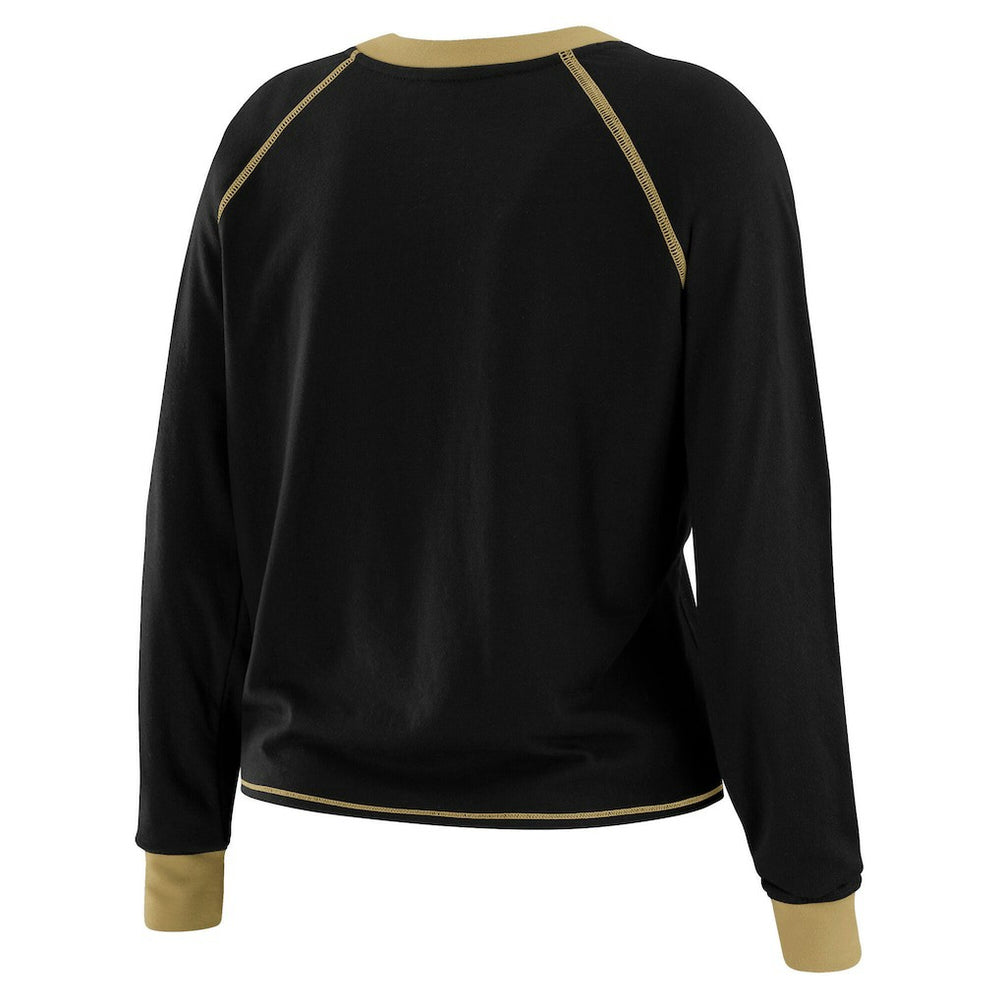New Orleans Saints WEAR by Erin Andrews Women's Plus Size Tie-Front Long Sleeve Top - Black/Gold cheap