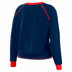 New York Giants WEAR by Erin Andrews Women's Plus Size Tie-Front Long Sleeve Top - Royal/Red discount