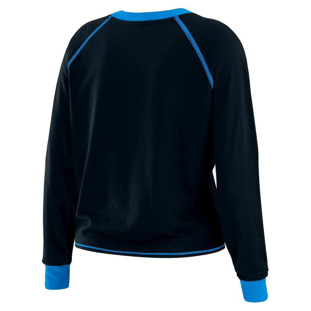 Carolina Panthers WEAR by Erin Andrews Women's Plus Size Tie-Front Long Sleeve Top - Black/Blue online