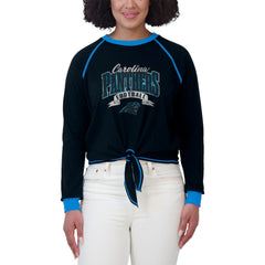 Carolina Panthers WEAR by Erin Andrews Women's Plus Size Tie-Front Long Sleeve Top - Black/Blue online