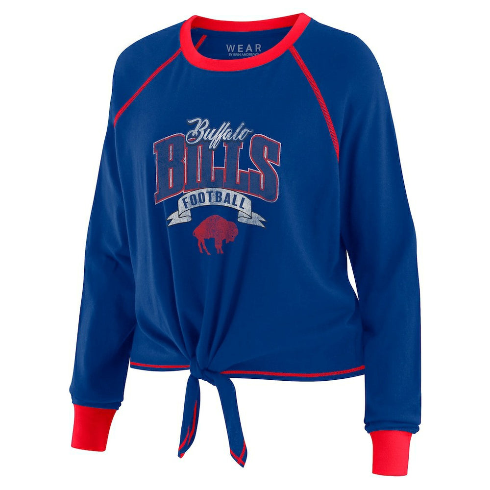 Buffalo Bills WEAR by Erin Andrews Women's Plus Size Tie-Front Long Sleeve Top - Royal/Red online