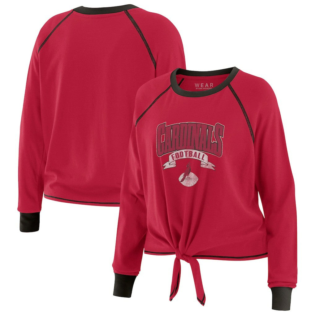 Arizona Cardinals WEAR by Erin Andrews Women's Plus Size Tie-Front Long Sleeve Top - Cardinal/Black outlet