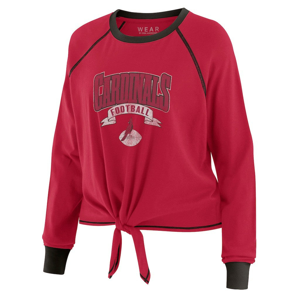 Arizona Cardinals WEAR by Erin Andrews Women's Plus Size Tie-Front Long Sleeve Top - Cardinal/Black outlet