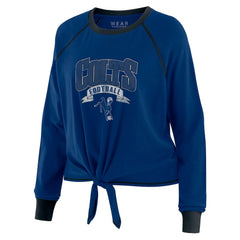 Indianapolis Colts WEAR by Erin Andrews Women's Plus Size Tie-Front Long Sleeve Top - Royal/Black on sale