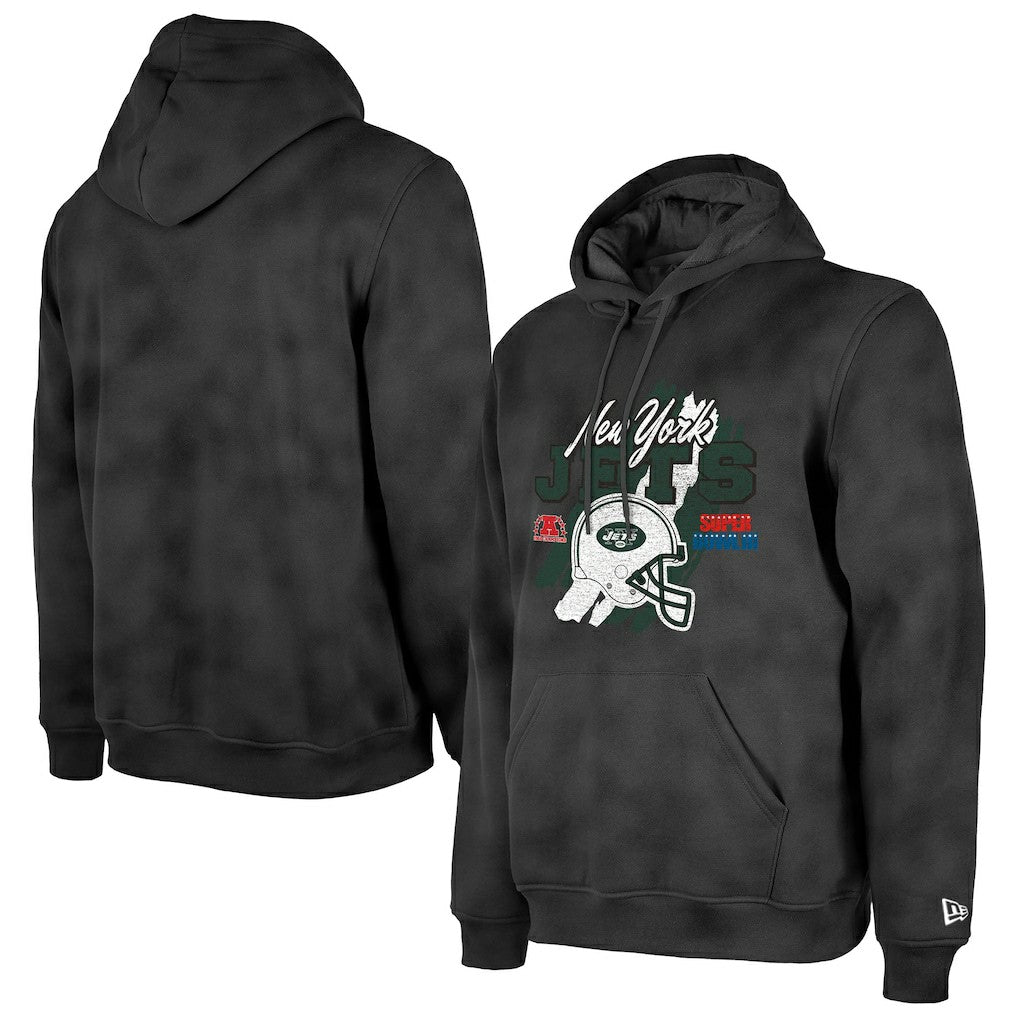 New York Jets New Era Identity Helmet Enzyme Washed Pullover Hoodie - Black sale