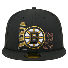 Boston Bruins New Era State Stitch 59FIFTY Fitted Hat - Black Hats