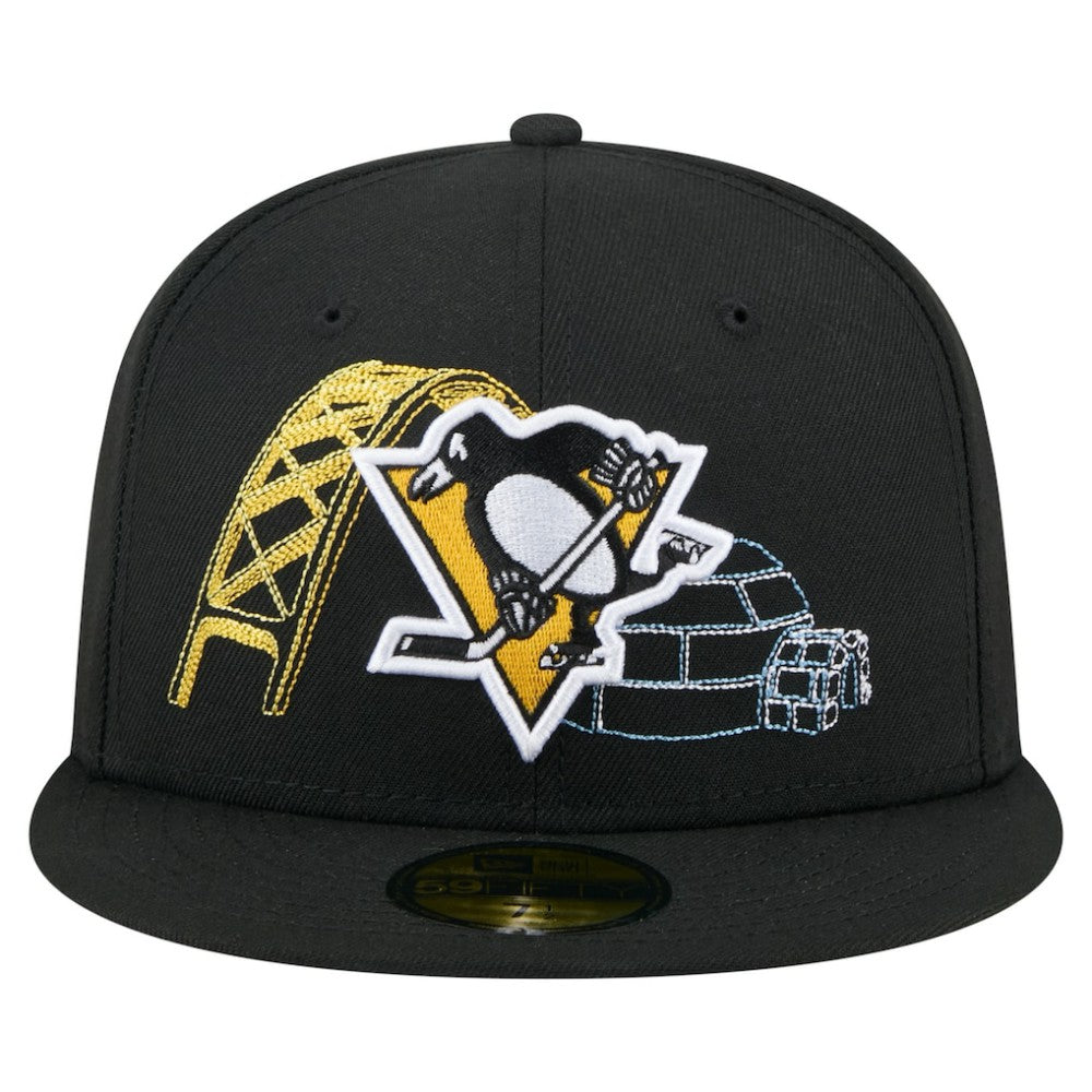 Pittsburgh Penguins New Era State Stitch 59FIFTY Fitted Hat - Black Hats