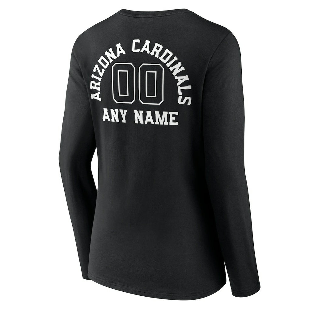 Arizona Cardinals Women's Personalized Name & Number Monochrome Long Sleeve V-Neck T-Shirt - Black discount