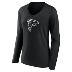 Atlanta Falcons Women's Personalized Name & Number Monochrome Long Sleeve V-Neck T-Shirt - Black on sale
