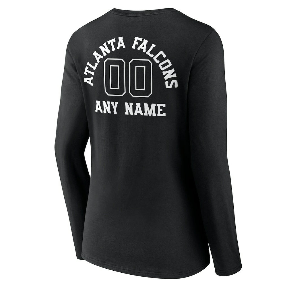 Atlanta Falcons Women's Personalized Name & Number Monochrome Long Sleeve V-Neck T-Shirt - Black on sale