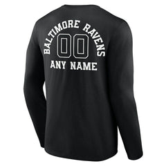 Baltimore Ravens Personalized Name & Number Monochrome Long Sleeve T-Shirt - Black for sale
