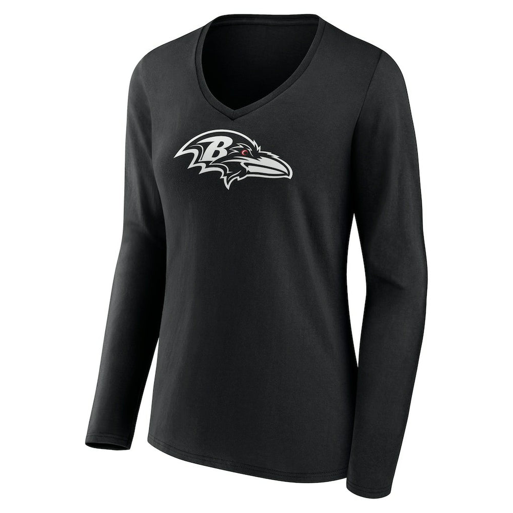 Baltimore Ravens Women's Personalized Name & Number Monochrome Long Sleeve V-Neck T-Shirt - Black online